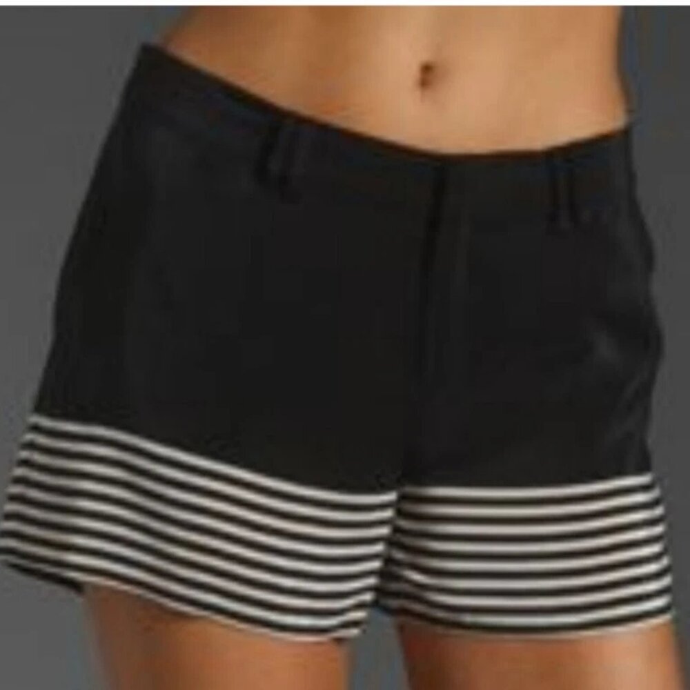Joie Bismark Silk Voile Striped Shorts in Caviar Black and White Stripe Size XS
